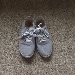 Gray canvas shoes